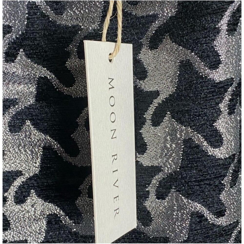NEW Anthropologie Balloon Sleeves Dress XSMALL DAMASK houndstooth Silver Black - Picture 8 of 10